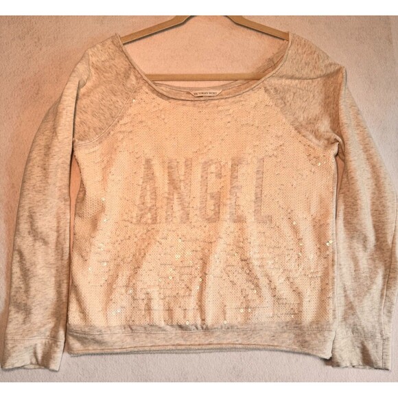 Victoria's Secret Tops - Victoria Secrets Fashion Show 2013 Light Gray ANGEL Sequin‎ Sweatshirt Size L